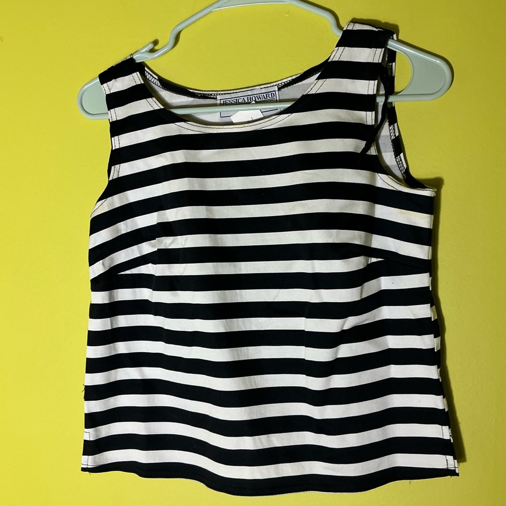 Vintage Jessica Howard Black and White Striped Tank Top